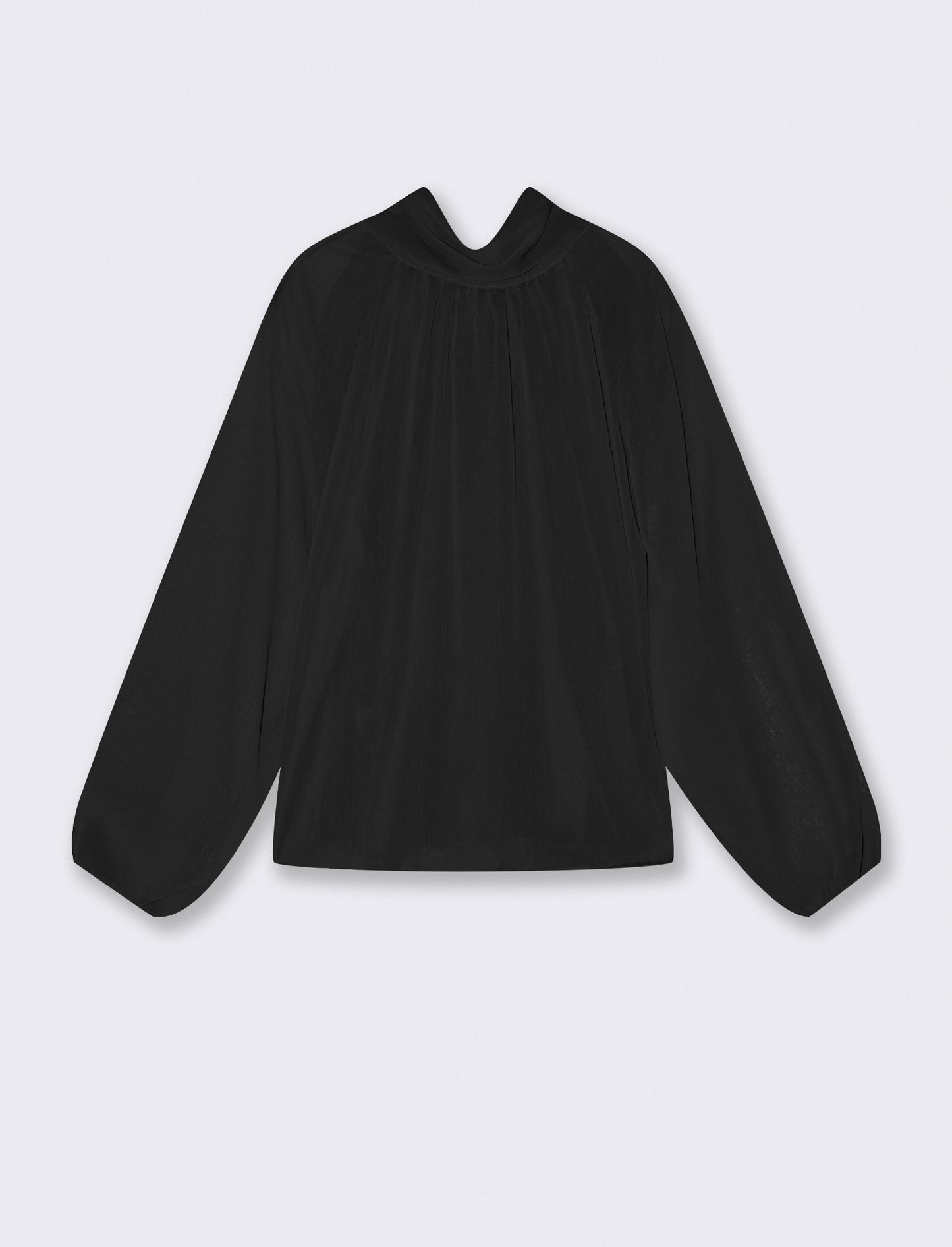 Casacca in tessuto leggero con fiocco al collo - Nero