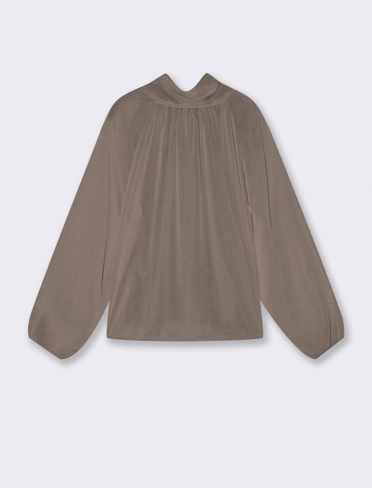 Casacca in tessuto leggero con fiocco al collo - Grigio fango