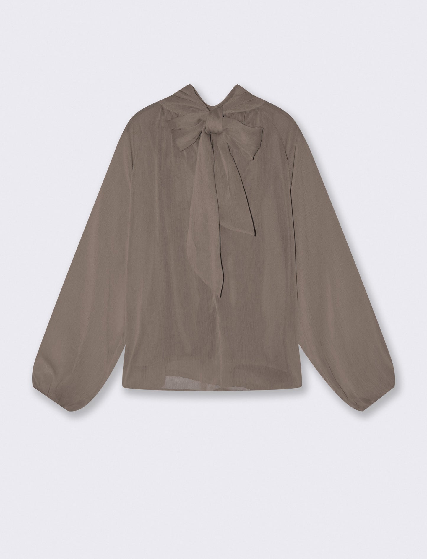 Casacca in tessuto leggero con fiocco al collo - Grigio fango