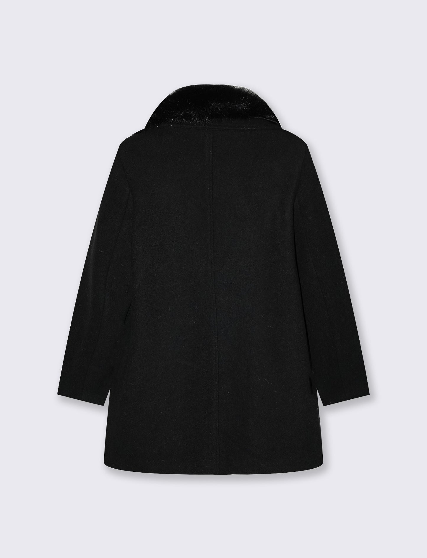 Cappotto corto doppio petto con pelliccia - Nero