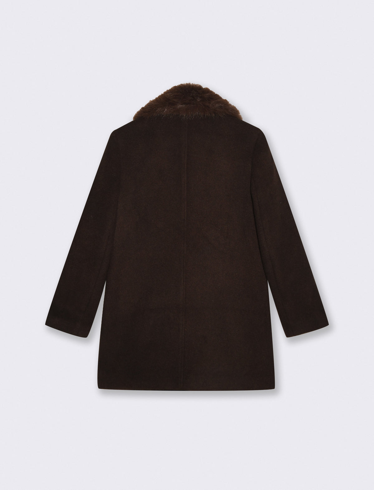 Cappotto corto doppio petto con pelliccia - Moro