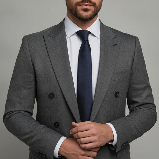 Cravatta raso liscio 5 cm per uomo - Blu navy