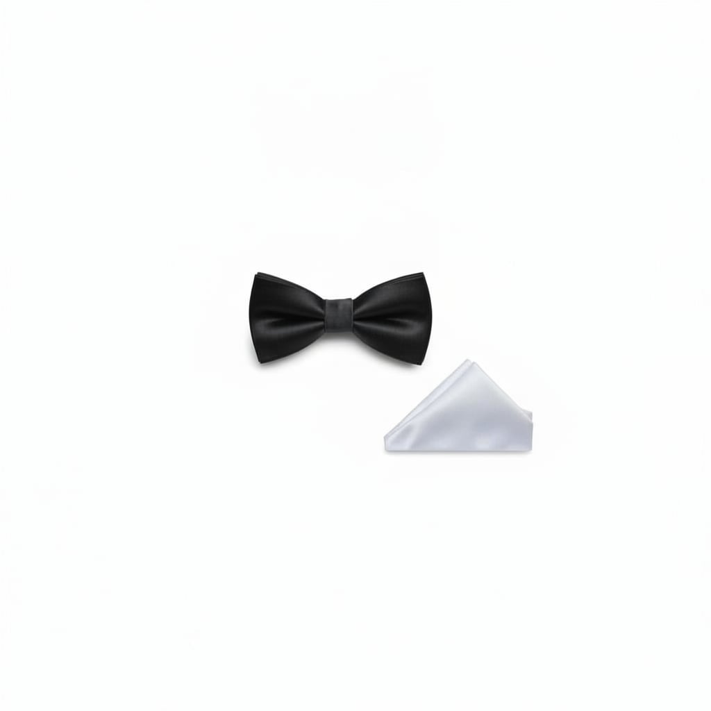 Papillon e pochette satin uomo eleganti - Nero