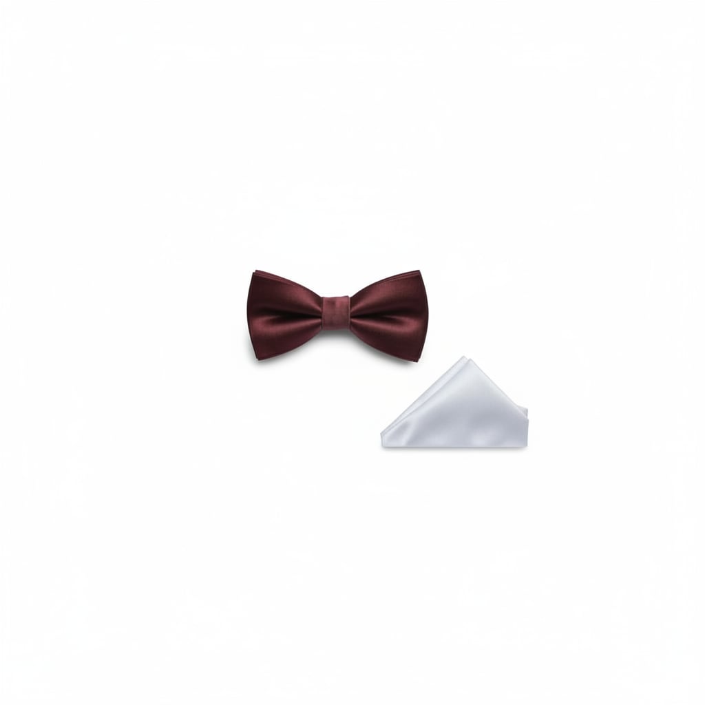 Papillon e pochette satin uomo eleganti - Bordeaux