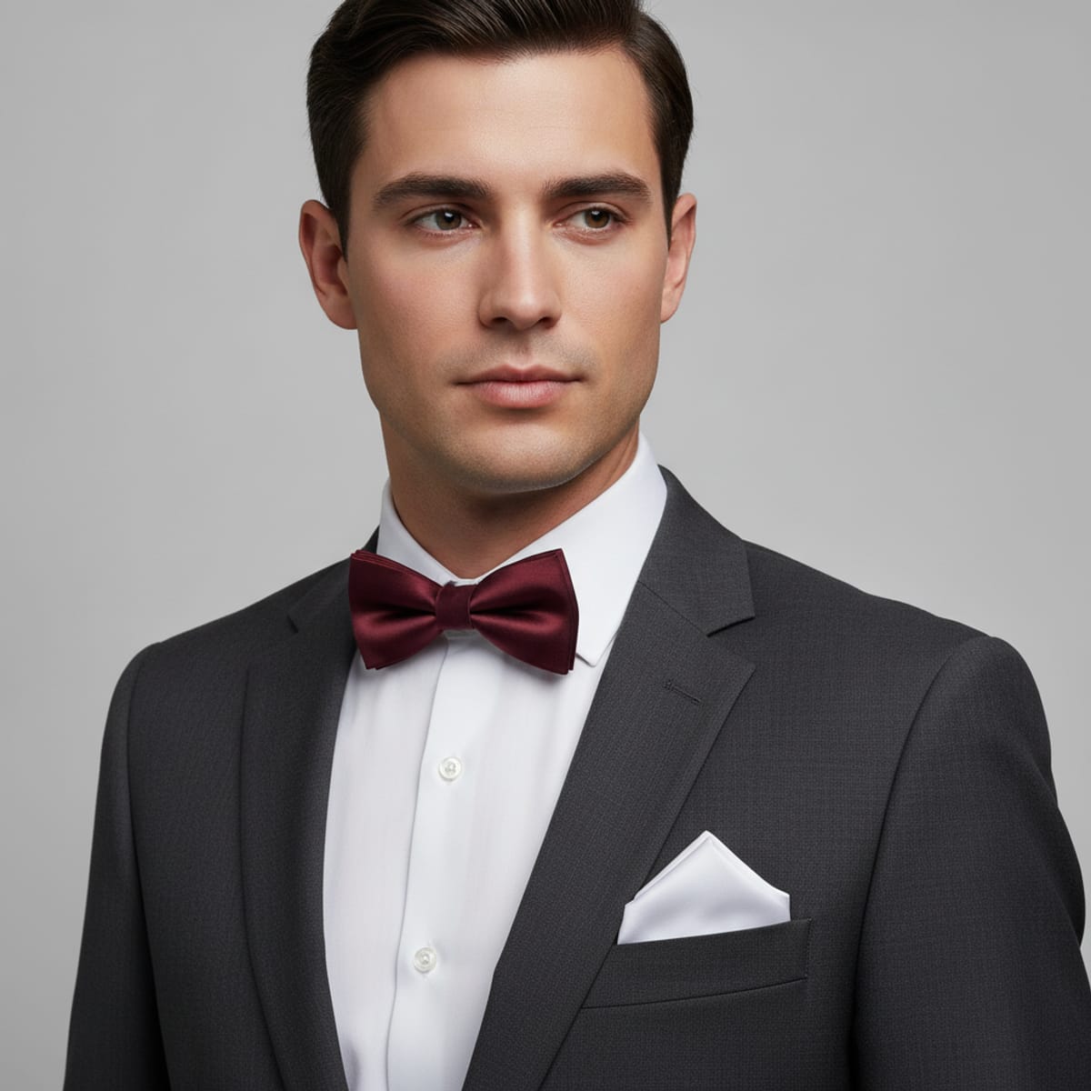 Papillon e pochette satin uomo eleganti - Bordeaux