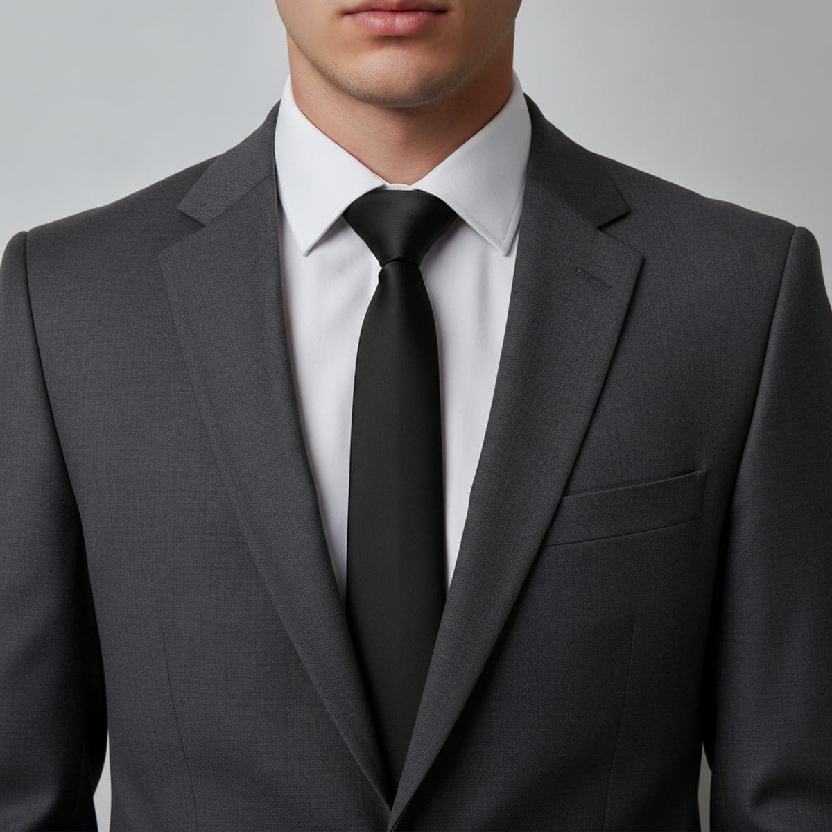 Elegant men's tie and pocket square - Black