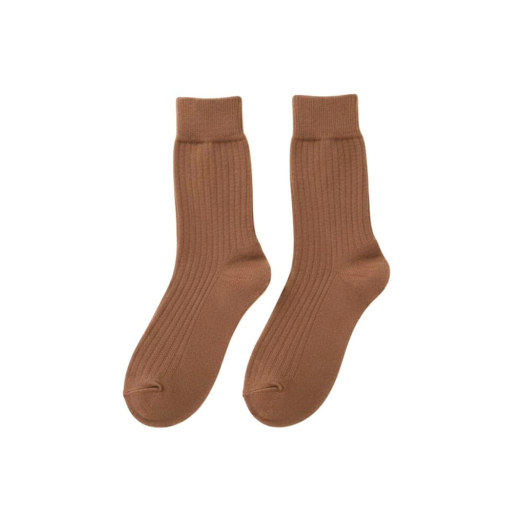Medium ribbed solid color men's sock - Brown