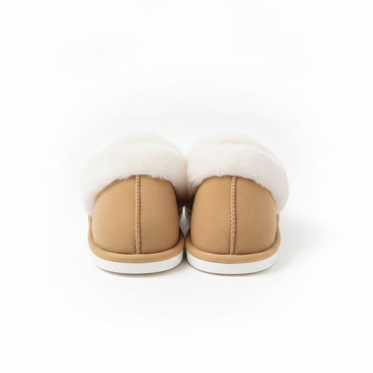 Furry effect slippers for girl - BROWN