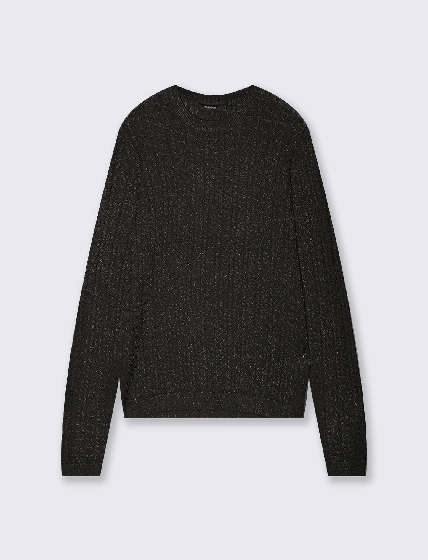 Pullover girocollo con trecce e lurex - Nero