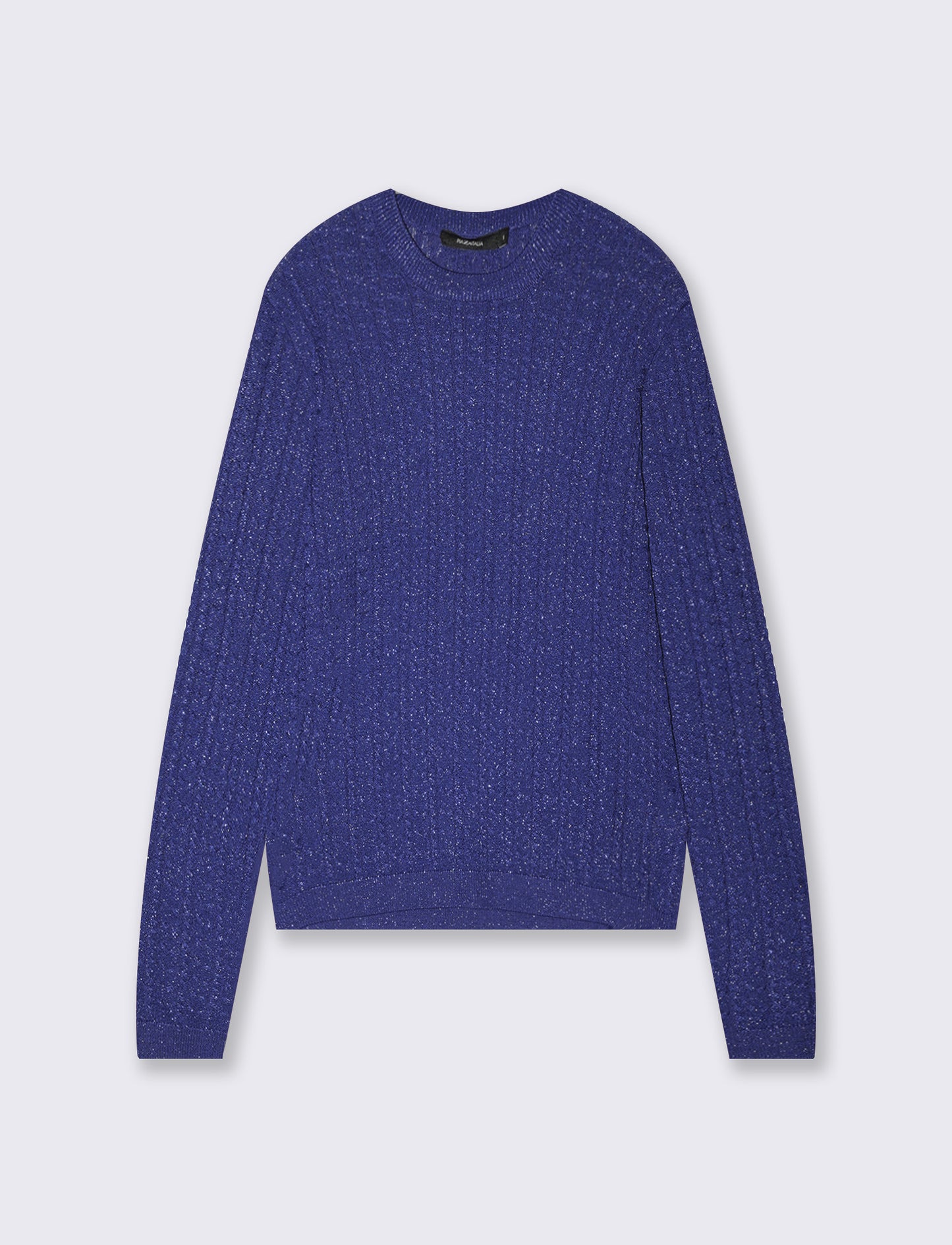 Crew neck pullover with braids and lurex - Blue