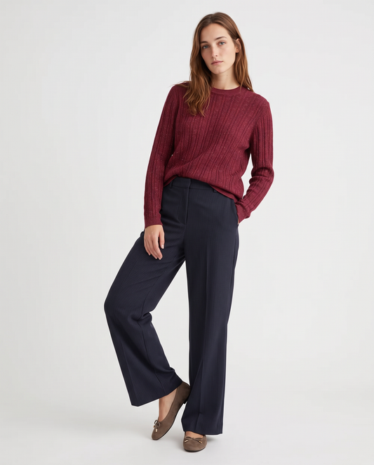 Crew neck pullover with braids and lurex - Orange