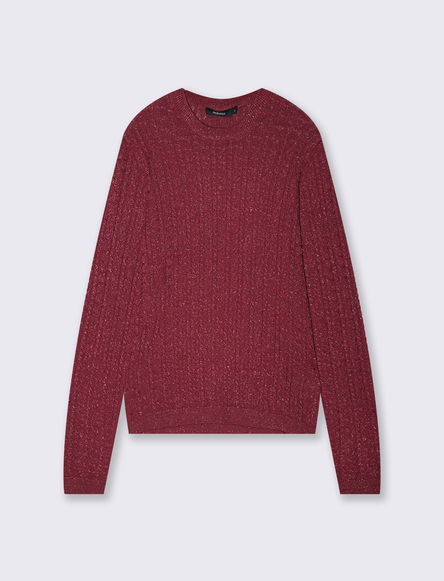 Crew neck pullover with braids and lurex - Orange