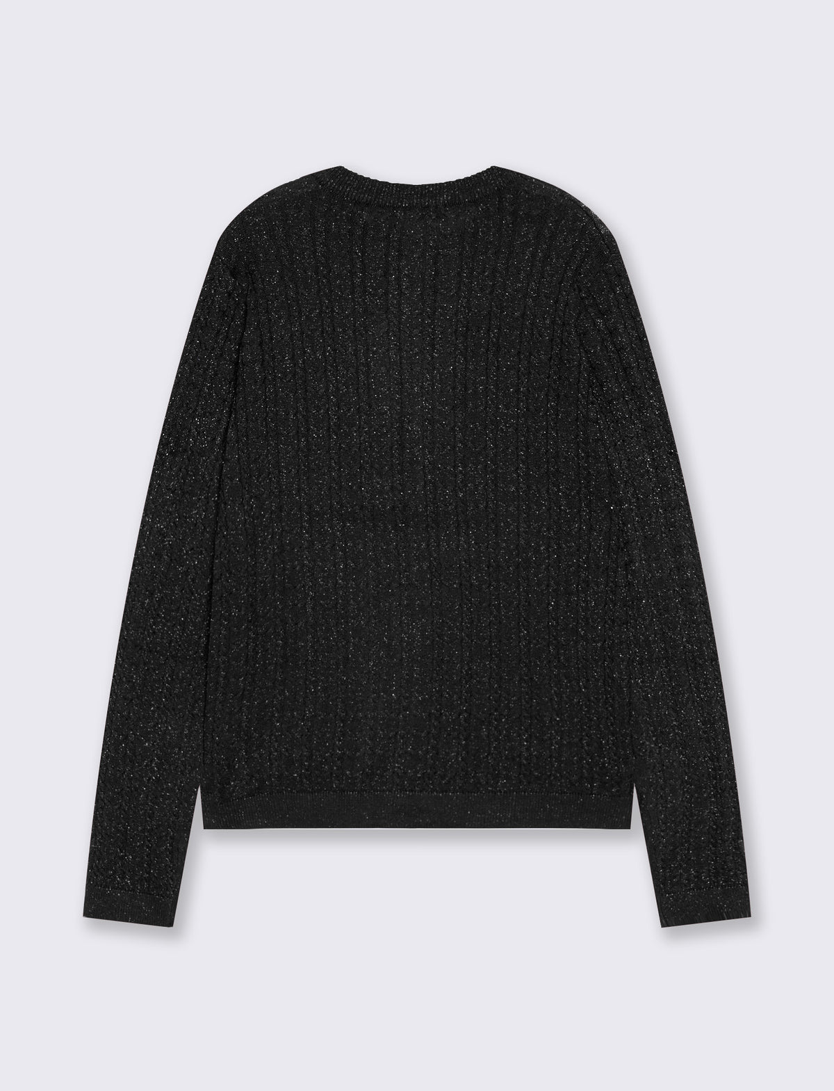 Cardigan basico girocollo a trecce con lurex - Nero