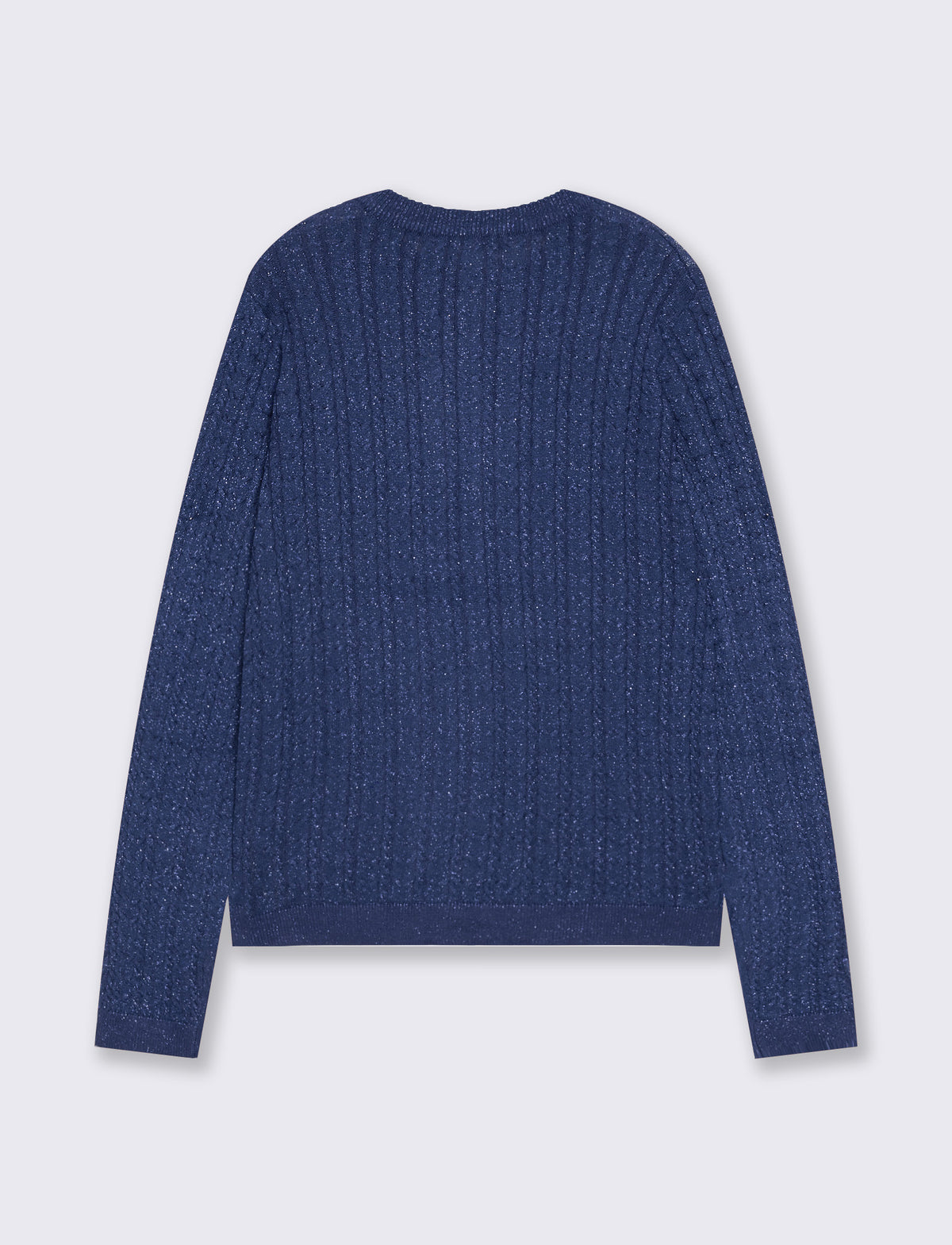 Cardigan basico girocollo a trecce con lurex - Blu