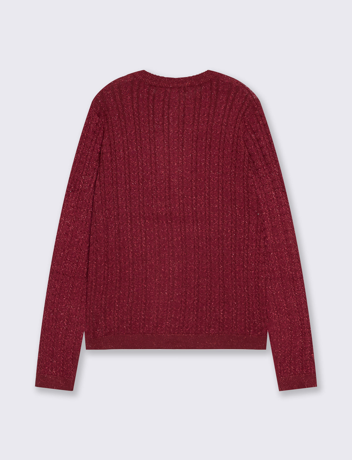 Cardigan basico girocollo a trecce con lurex - Ruggine