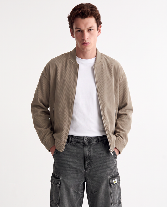 Giubbotto bomber in velluto a coste - Beige
