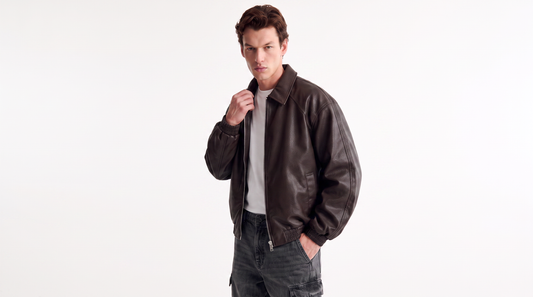 Aviator Jacket in Hammered Leather - Brown