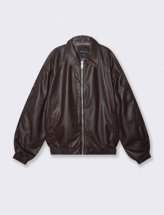 Aviator Jacket in Hammered Leather - Brown
