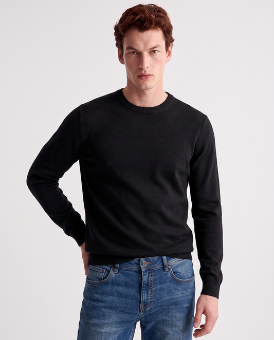 Maglia Girocollo Basic in Filato Comfort - Nero
