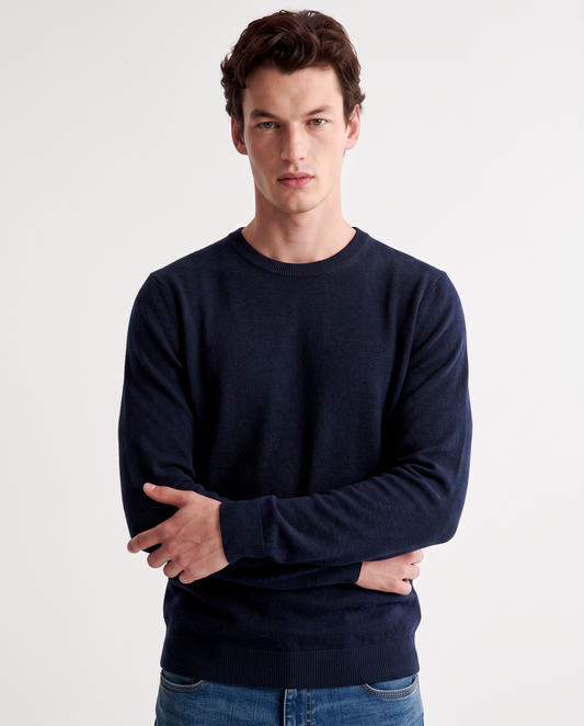 Maglia Girocollo Basic in Filato Comfort - Blu