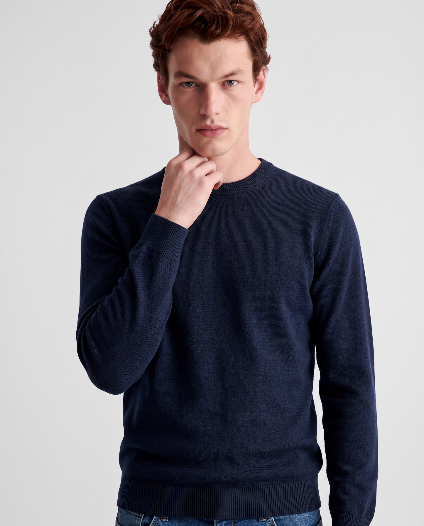 Basic Crew Neck Sweater in Comfort Yarn - Blue