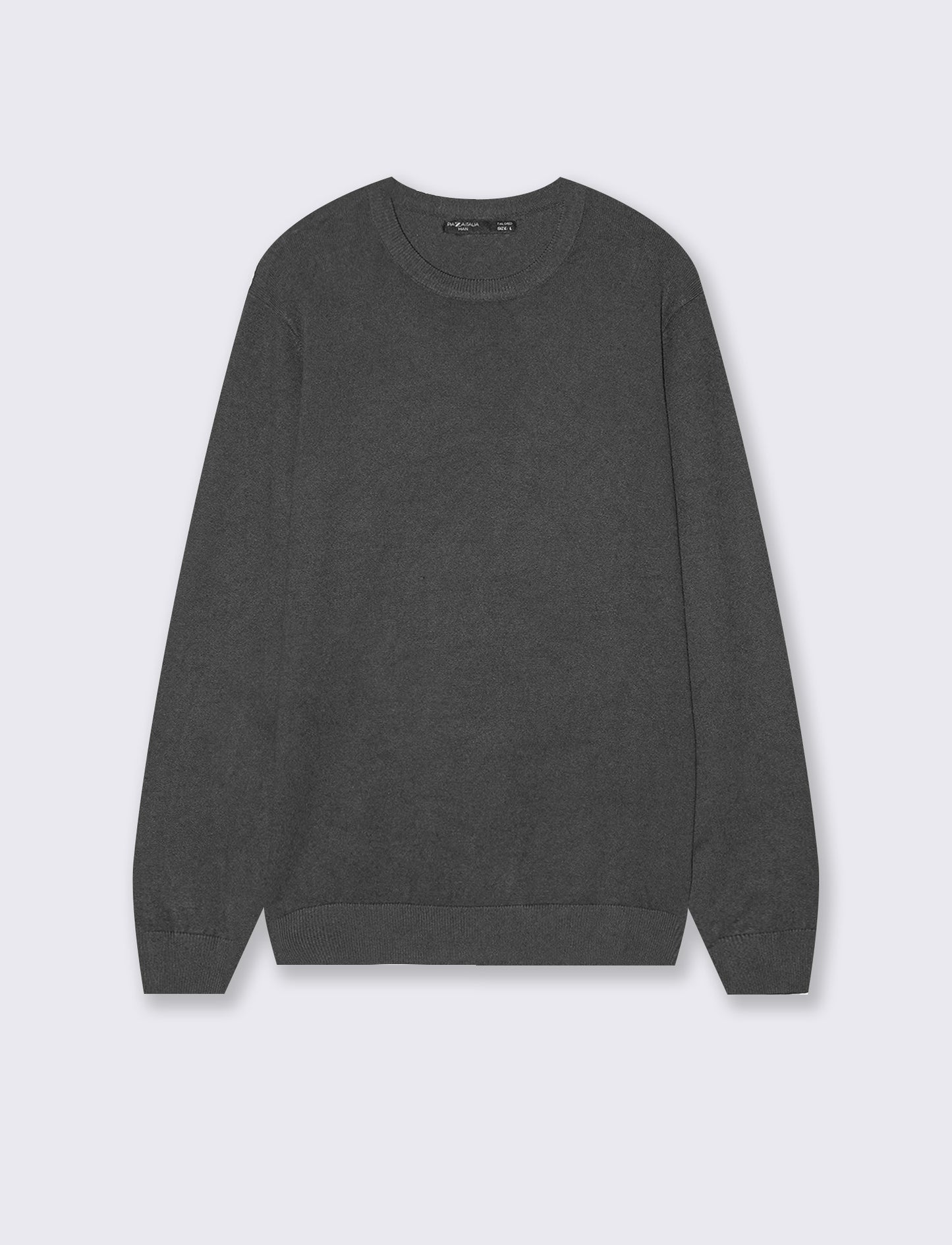 Basic Crew Neck Sweater in Comfort Yarn - Grey