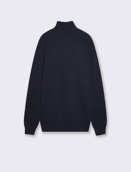High Neck Basic Viscose Blend Sweater - Blue