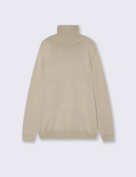 Maglia Collo Alto Misto Viscosa Basic - Sabbia