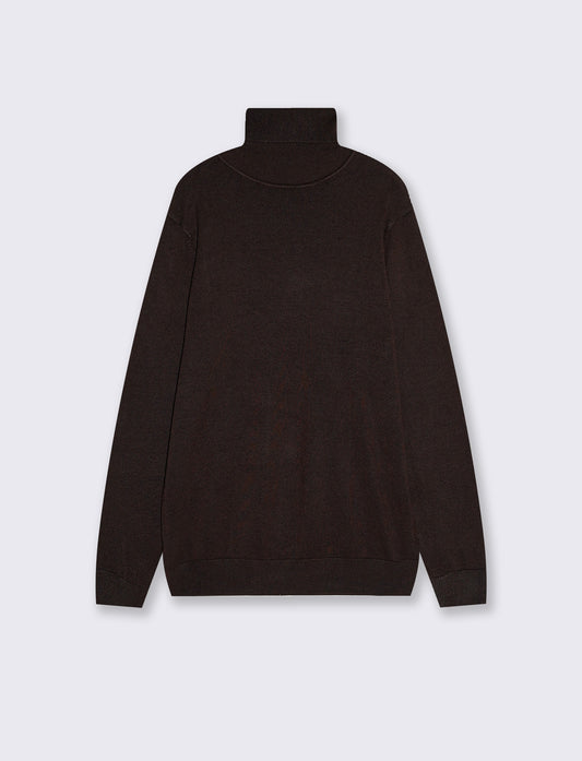 Maglia Collo Alto Misto Viscosa Basic - Moro