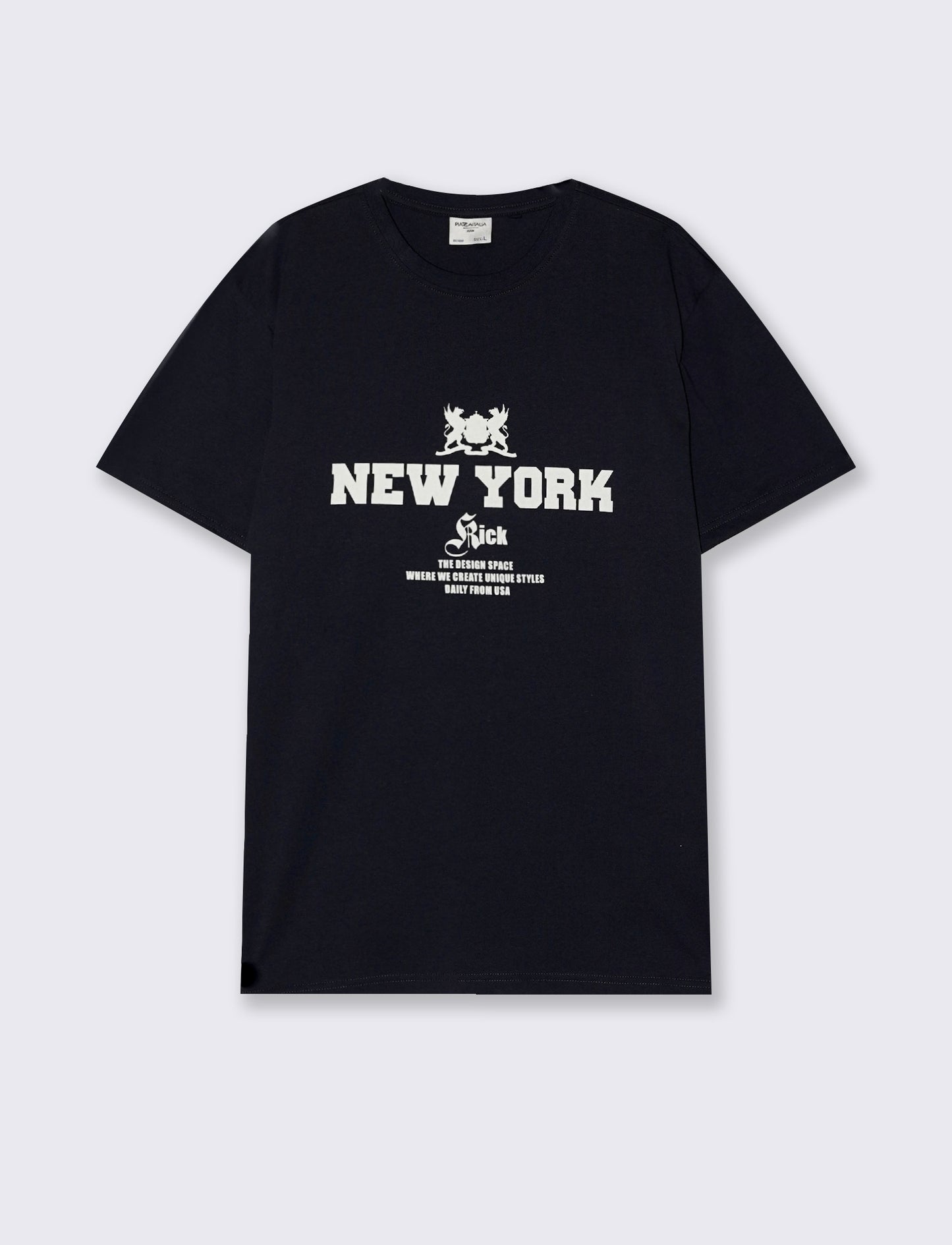T-shirt cotone con stampa effetto velluto - Blu