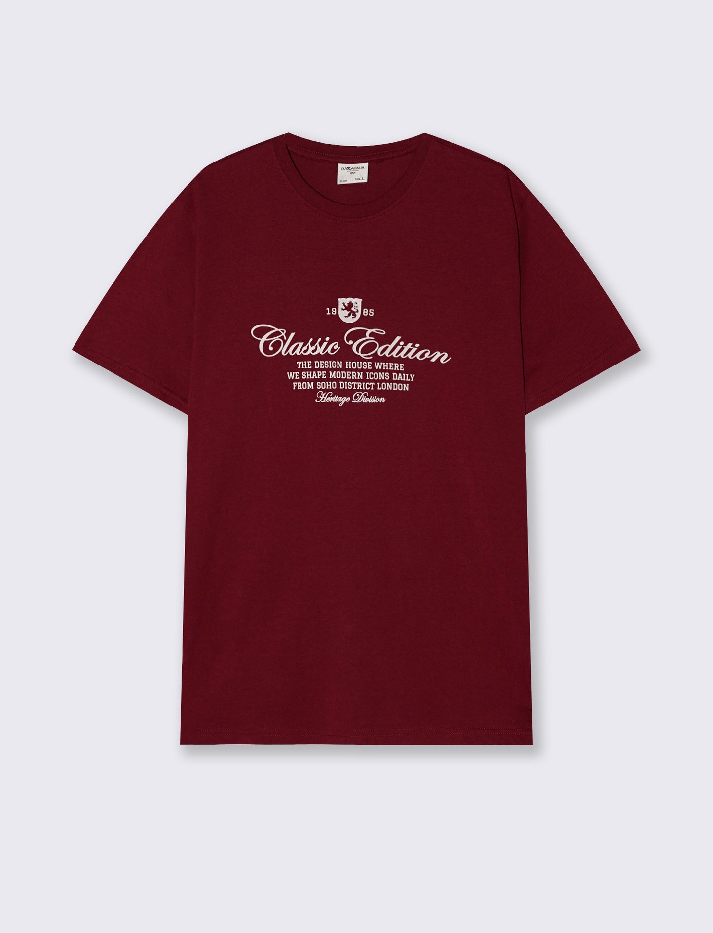 Cotton T-shirt with velvet effect print - Red