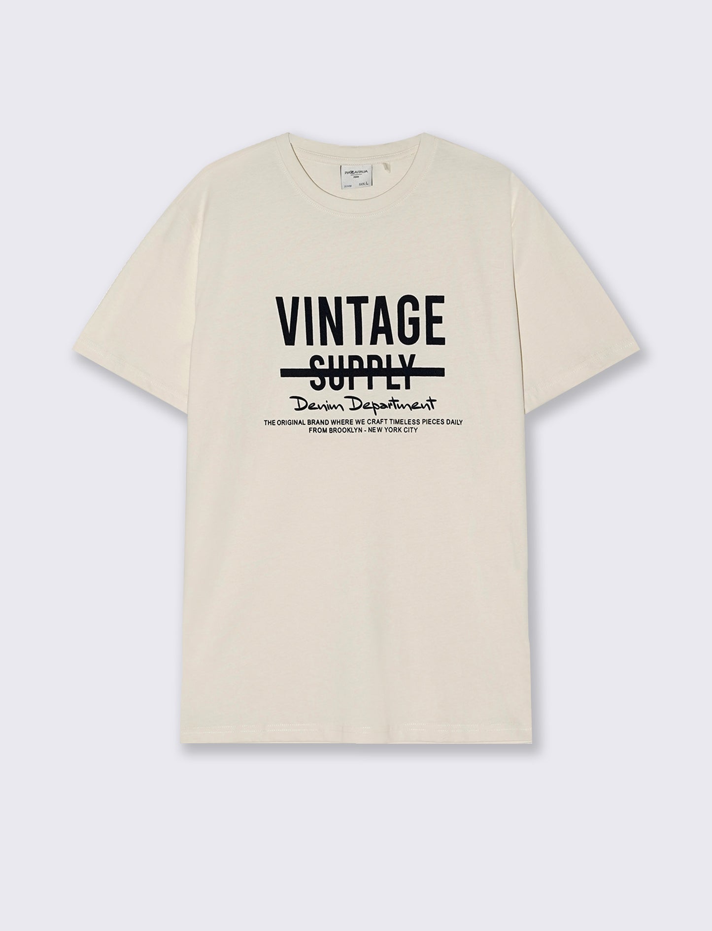 Cotton T-shirt with velvet effect print - Beige