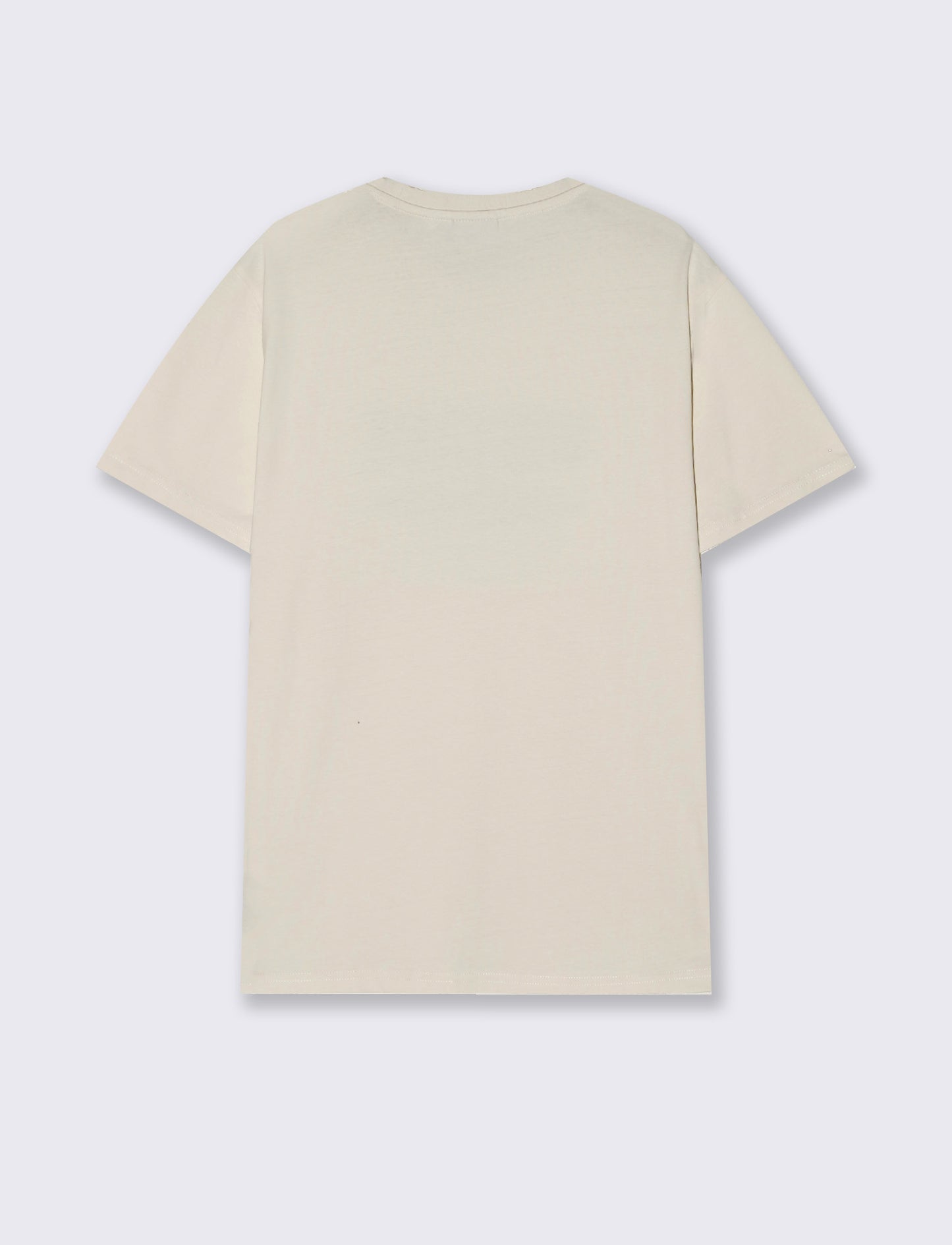 Cotton T-shirt with velvet effect print - Beige