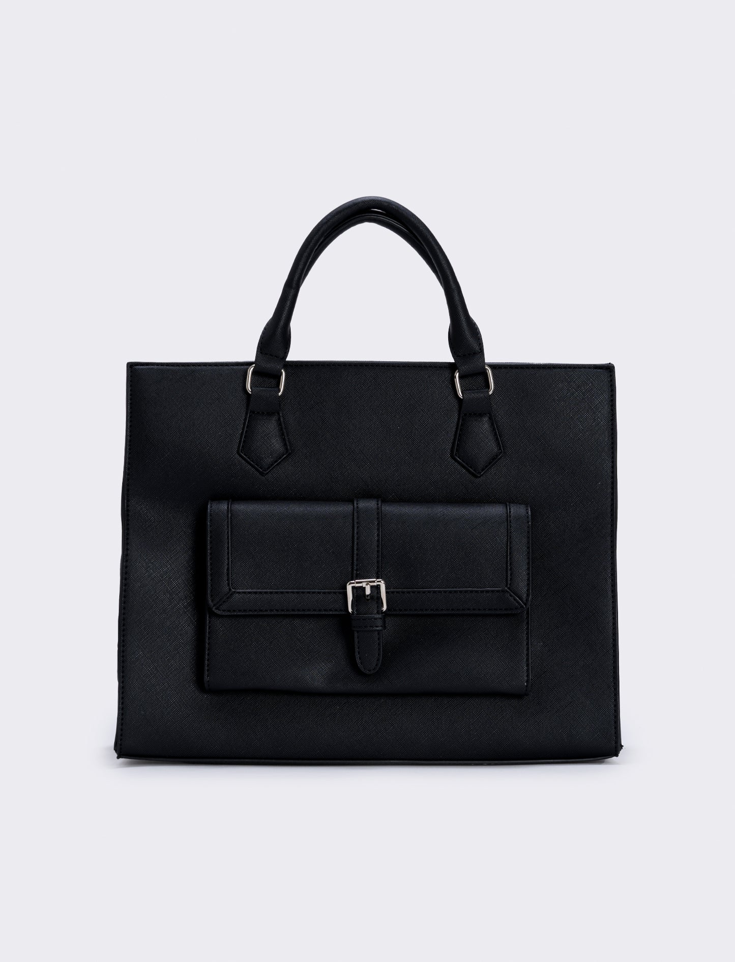 Large Saffiano Print Shopper Bag - Black