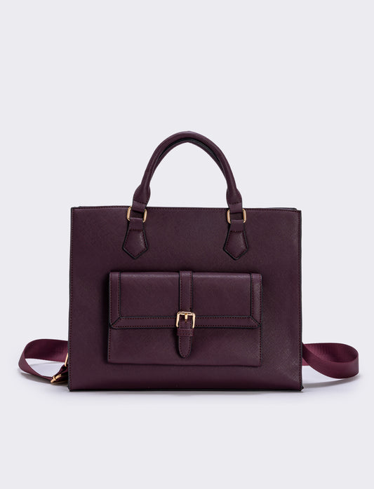 Borsa shopper grande stampa saffiano - Moro