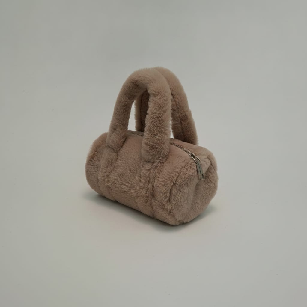 Faux fur tote bag - Beige