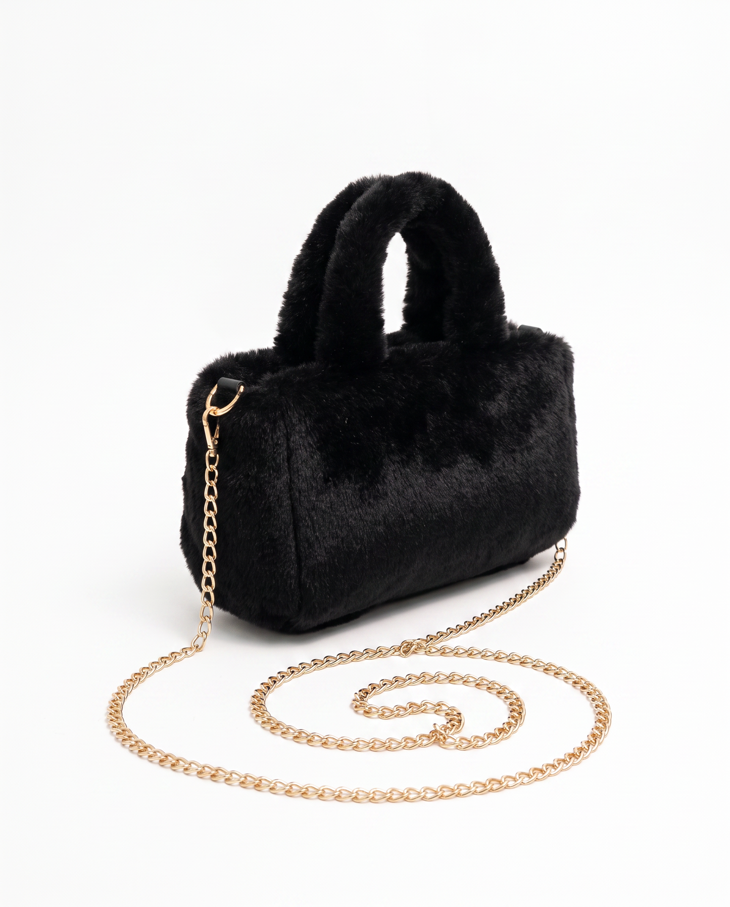 Borsa bauletto in finta pelliccia - Nero