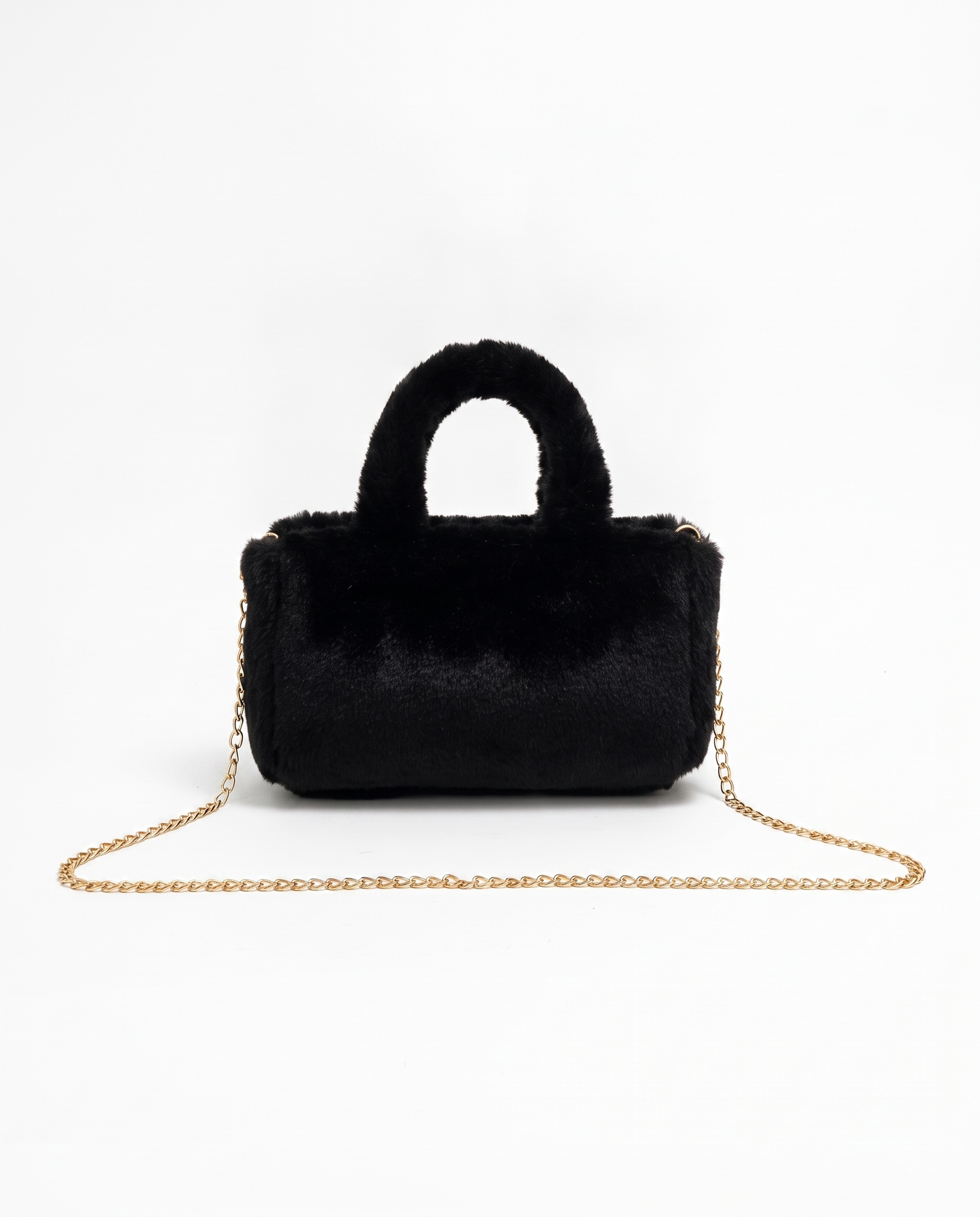 Borsa bauletto in finta pelliccia - Nero