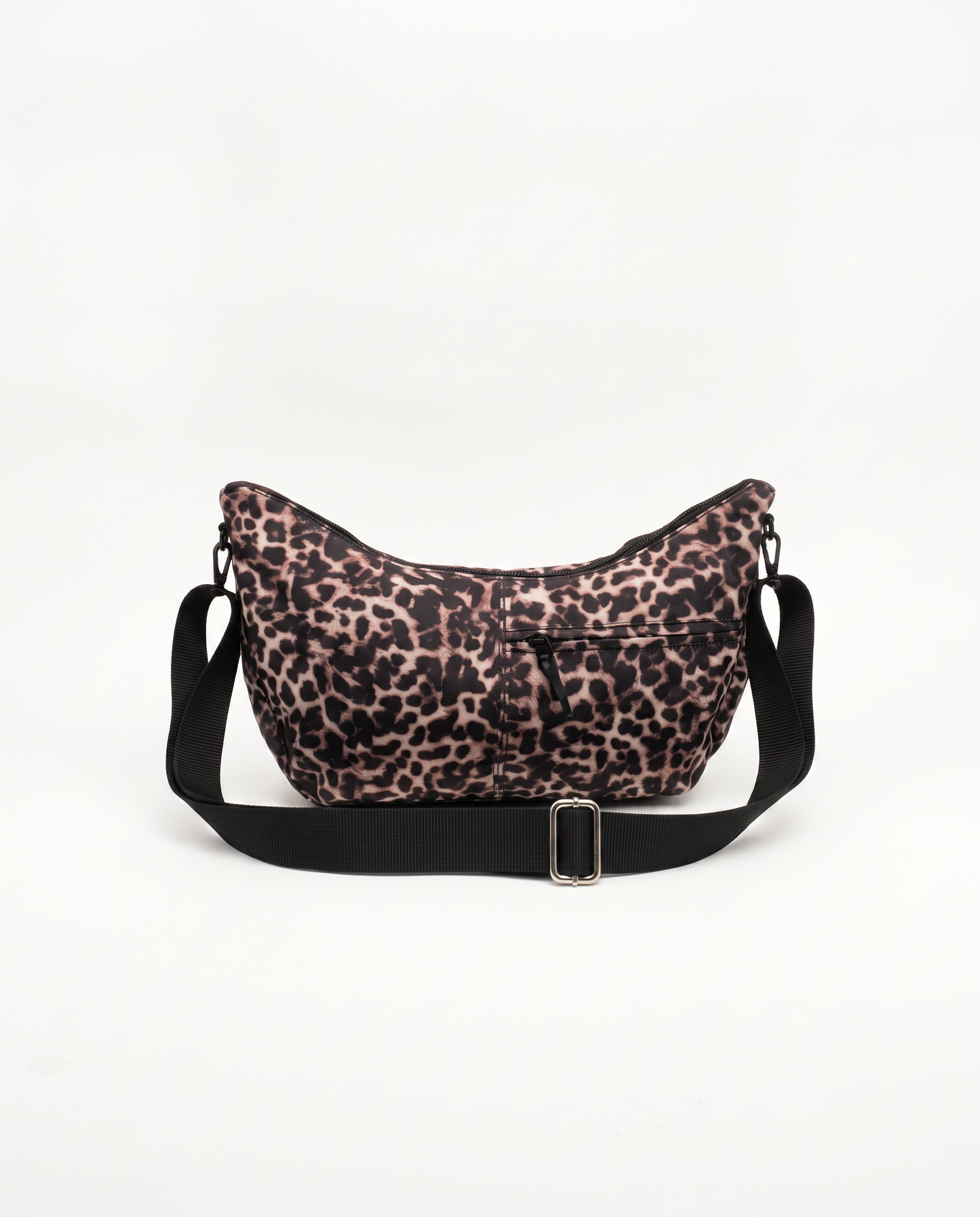 Borsa Mezzaluna Grande in Nylon - Leopardato