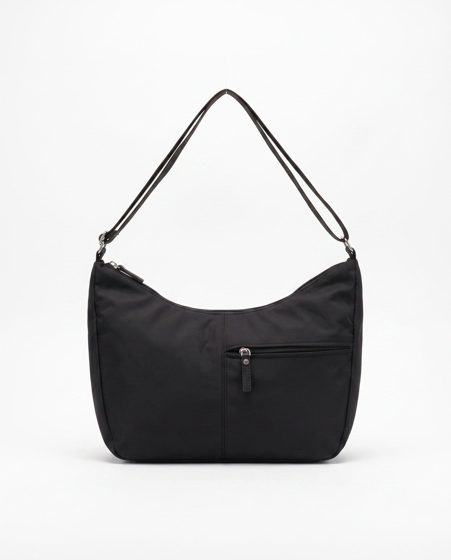 Borsa Mezzaluna Grande in Nylon - Nero