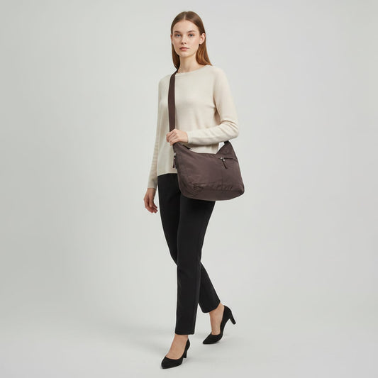 Borsa Mezzaluna Grande in Nylon - Moro