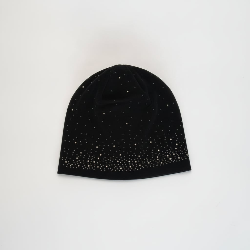 Velvet cap with rhinestones - Black