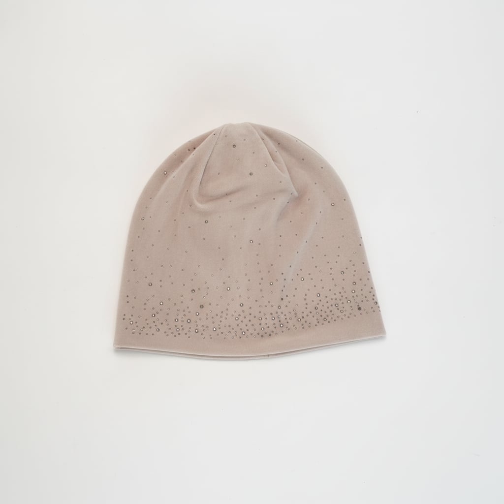Velvet cap with rhinestones - Grey