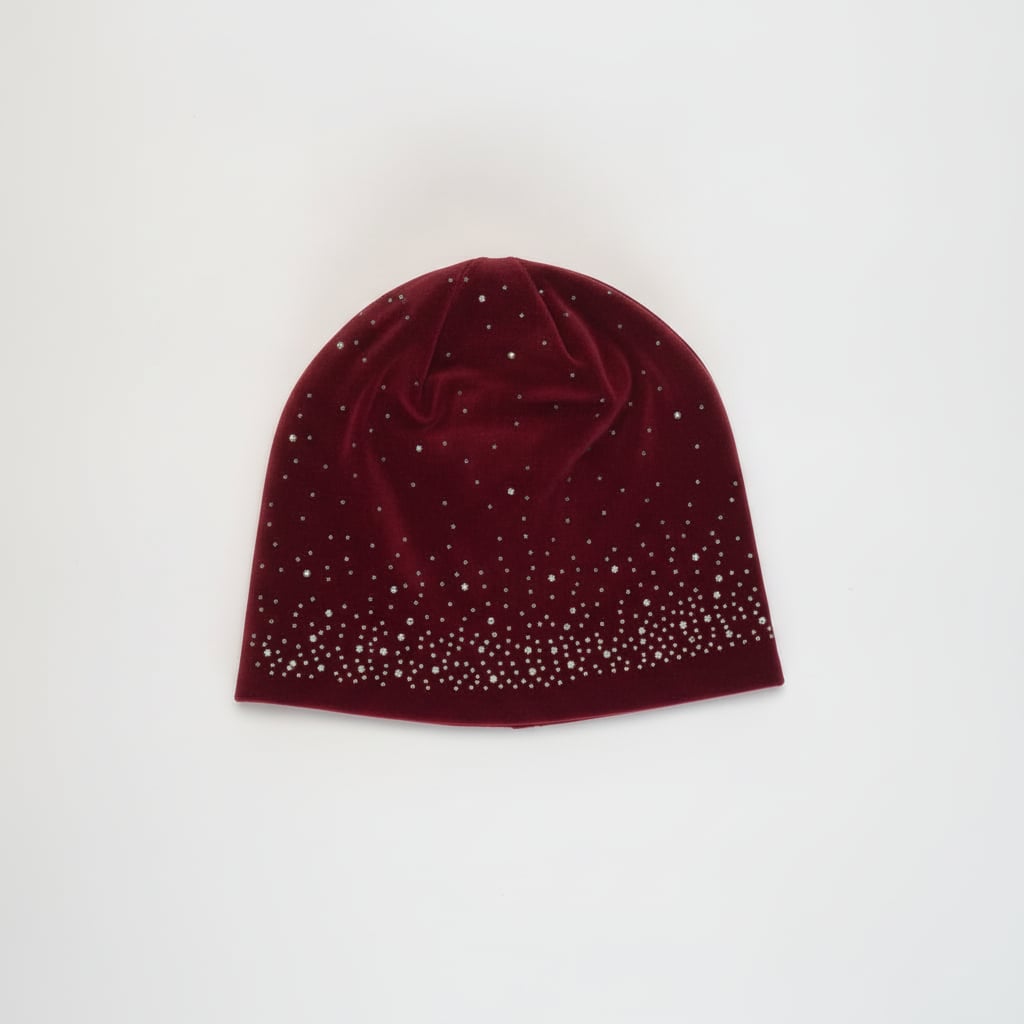 Velvet cap with rhinestones - Red