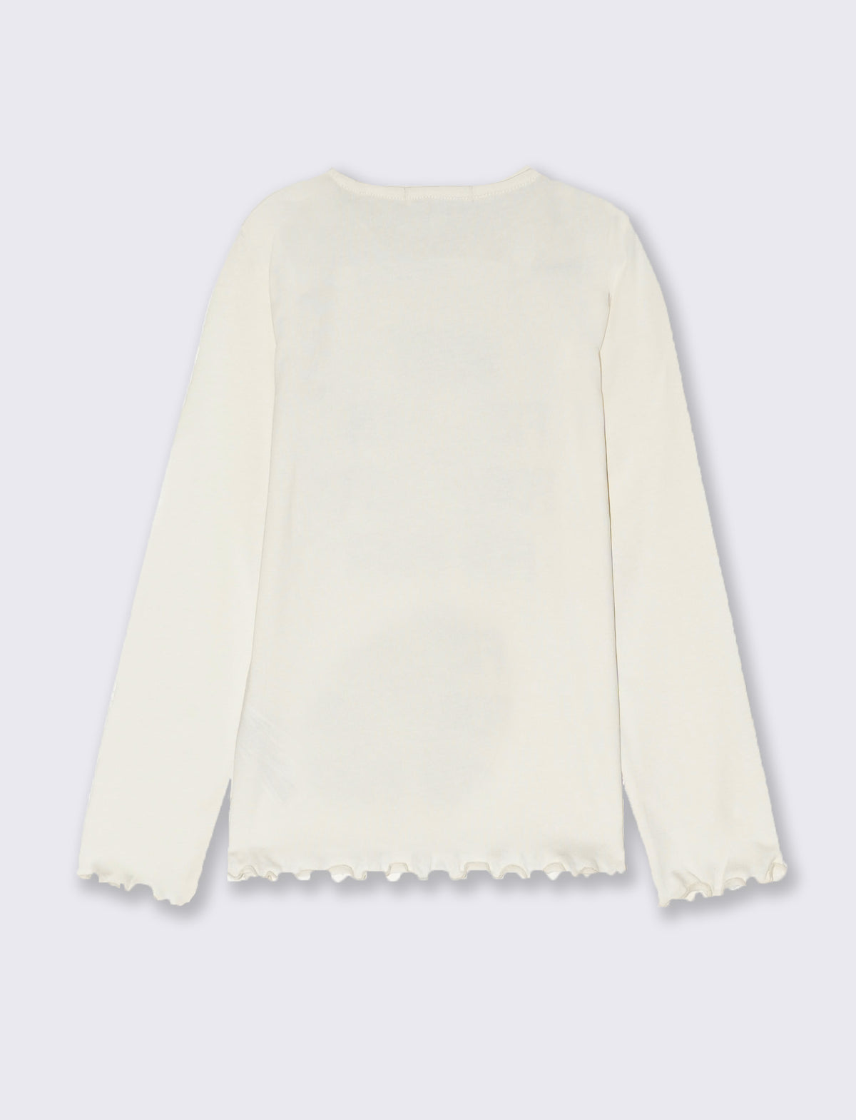 Long sleeve T-shirt with wavy hem - White