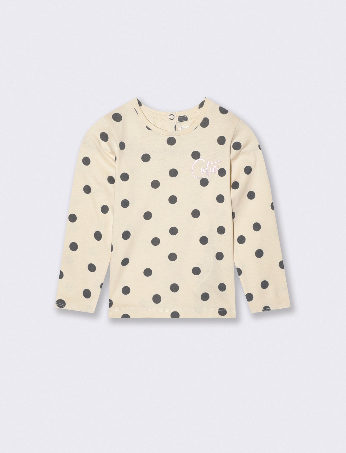 Long sleeve crew neck patterned T-shirt - Beige