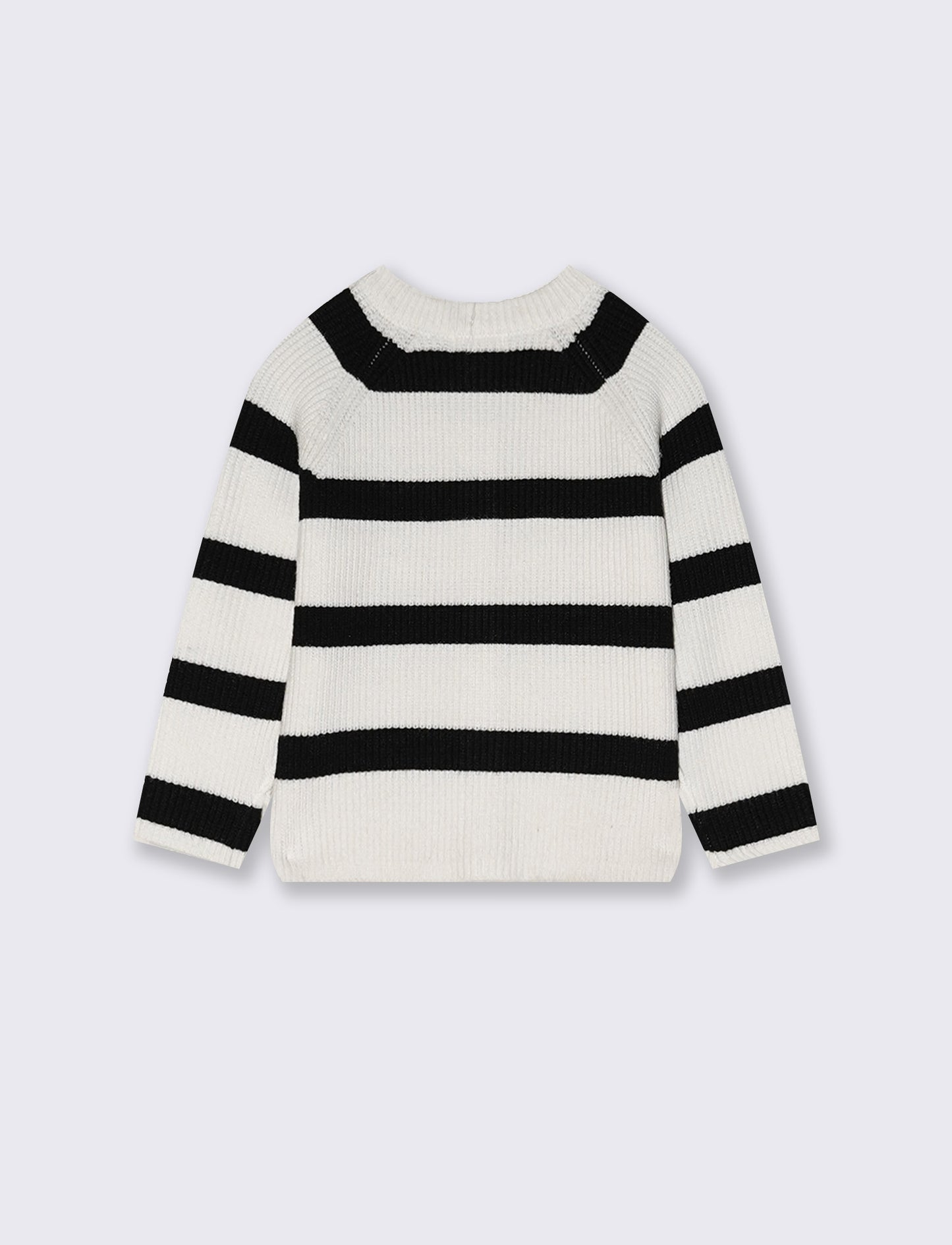 Cardigan girocollo rigato per bambina - Bianco-nero