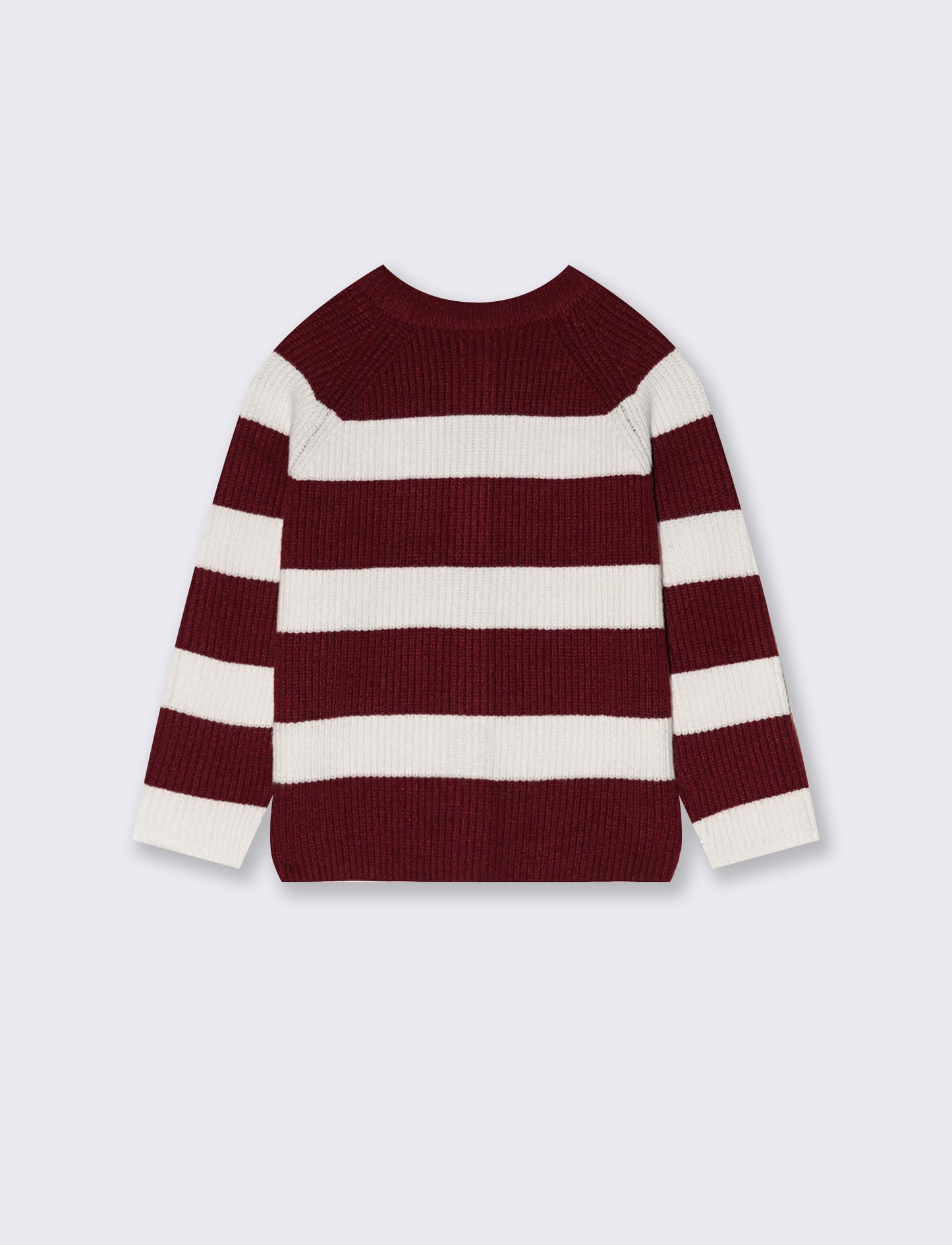 Cardigan girocollo rigato per bambina - Bordeaux