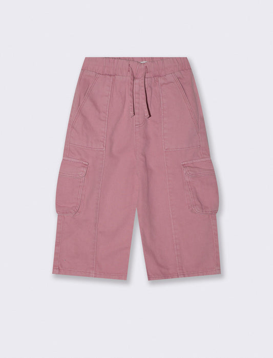 Pantaloni in cotone con tasconi pratici - Rosa polvere