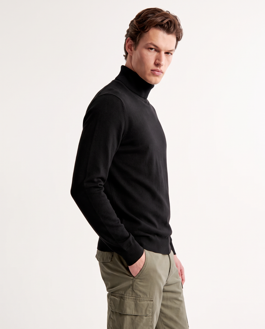 High Neck Regular Fit Basic Sweater - Black